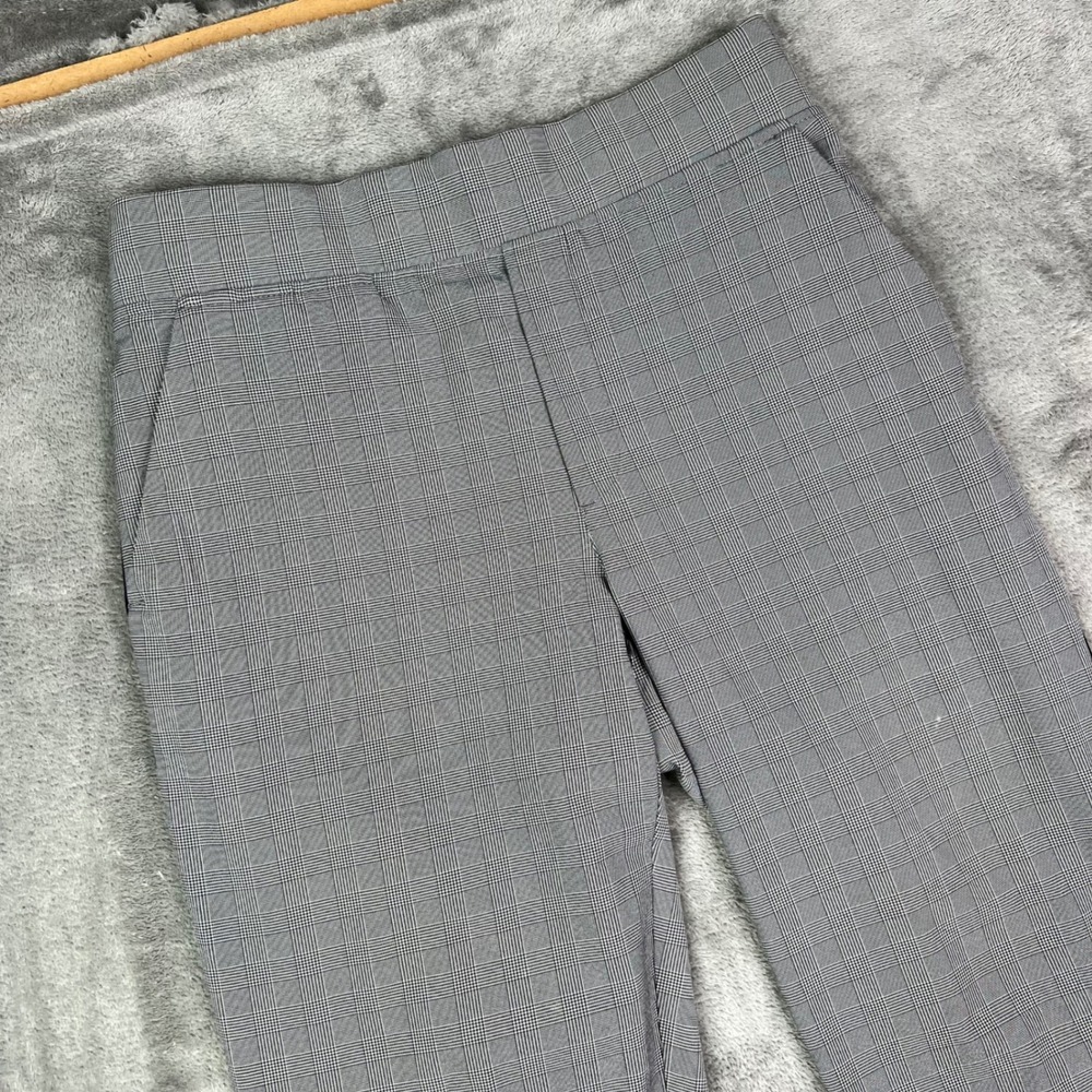 Athleta Brooklyn Plaid Ankle Pants Womens 2 Grey Stretch Side Stripe Tapered